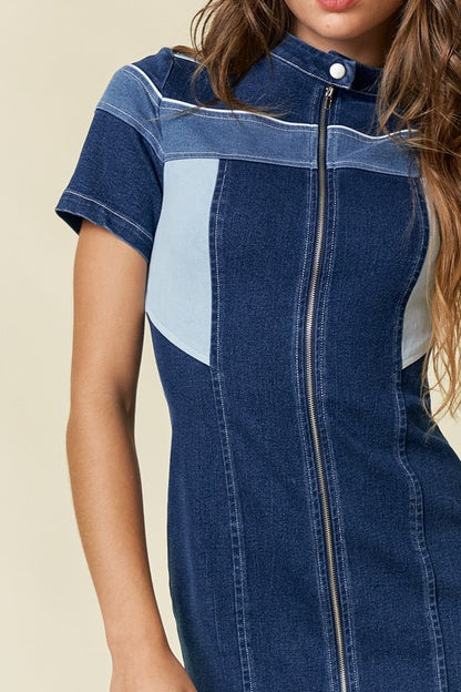 Moto Denim Mini Dress