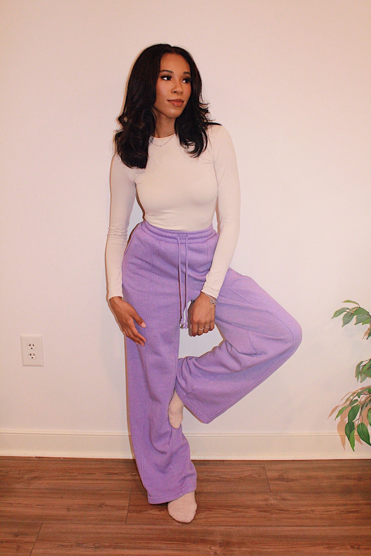 Lavender High Waist Pants